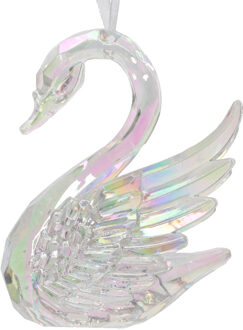 Kersthanger Zwaan iriserend 10cm Multikleur