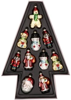 Kersthangers - 10 ST - figuurtjes - glas - 8 cm Multi