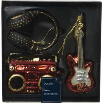 Kersthangers - 3x - glazen - instrument - kerstversiering - Kersthangers Multikleur