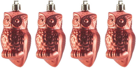 Kersthangers 4x - uilen - rood - 9 cm - kerstversiering