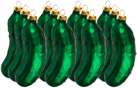 Kersthangers - augurken - 12x stuks - glas - 9 cm - kerstboomversiering - kerstornamenten