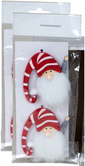 Kersthangers - gnomes/kabouters - 4x st- gestreepte muts - vilt -7 cm