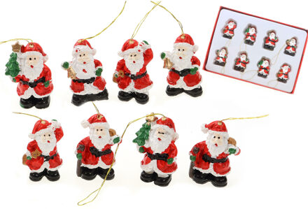 Kersthangers - kerstmannen -16x stuks - kunststof - 3,5 cm -ornamenten - Kersthangers Rood