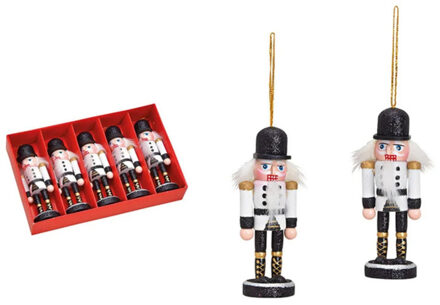 Kersthangers notenkrakers poppetjes - 5x st - 11 cm - hout