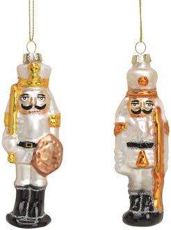 Kersthangers notenkrakers soldaten - 2x st - 12 cm - glas - kerstornamenten