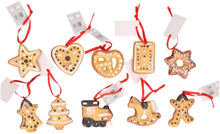Kersthangers set van 20x gingerbread / kerstkoekjes ornamenten 5 cm
