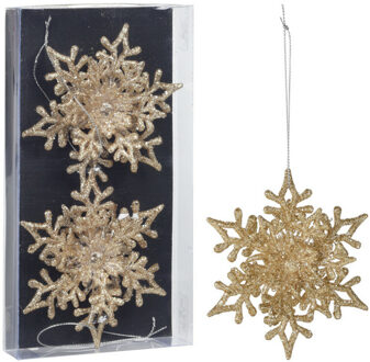 kersthangers sneeuwvlokken- 2x - champagne