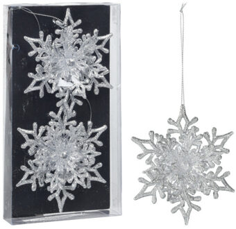 kersthangers sneeuwvlokken - 2x - zilver