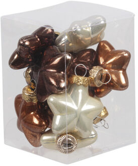 Kersthangers - sterren - 12x - bruin - 4 cm - Kersthangers
