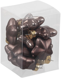 Kersthangers - sterren - 12x - donkerbruin - 4 cm - Kersthangers