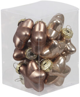Kersthangers - sterren - 12x - ginger bruin - 4 cm - Kersthangers