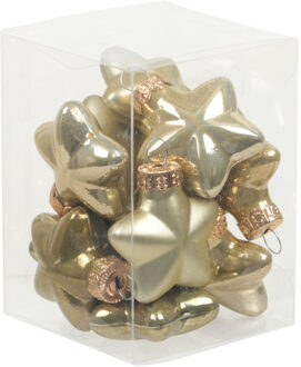 Kersthangers - sterren - 12x - goud/groen - 4 cm - Kersthangers