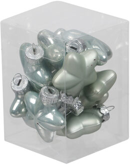 Kersthangers - sterren - 12x - mintgroen - 4 cm - Kersthangers