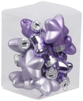 Kersthangers - sterren - 12x - paars - 4 cm - glas - Kersthangers