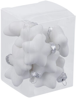 Kersthangers - sterren - 12x - wit - 4 cm - glas - Kersthangers