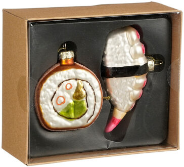 Kersthangers sushi - 2x - glas - kerstornamenten - Kersthangers Multikleur