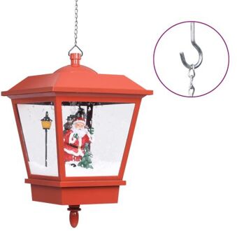 Kersthanglamp met LED-lamp en kerstman 27x27x45 cm rood