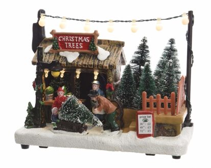 Kersthuisjes kerstboom boer 14 cm - Kerstdorpen Multikleur