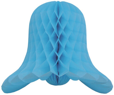 Kerstklok lampion - lichtblauw - 20 cm - papier - kerstversiering - kerstbel decoratie