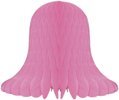 Kerstklok lampion - lichtroze - 20 cm - papier - kerstversiering - kerstbel decoratie