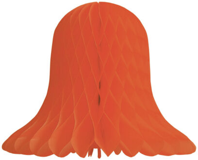 Kerstklok lampion - oranje - 20 cm - papier - kerstversiering - kerstbel decoratie