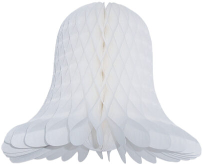 Kerstklok lampion - wit - 20 cm - papier - kerstversiering - kerstbel decoratie