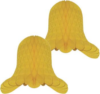 Kerstklokken lampionnen - 2x - goudgeel - 30 x 30 cm - Kerstversiering - Papier