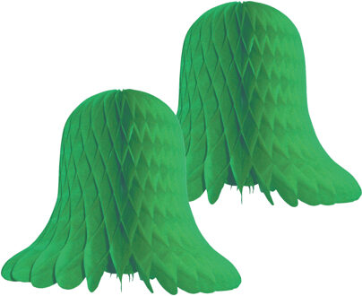 Kerstklokken lampionnen - 2x - groen - 30 x 30 cm - Kerstversiering - Papier
