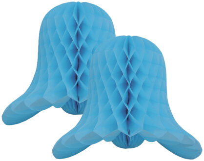 Kerstklokken lampionnen - 2x - lichtblauw - 30 x 30 cm - Kerstversiering - Papier