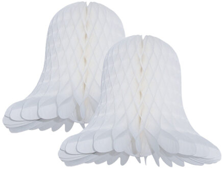 Kerstklokken lampionnen - 2x - wit - 30 x 30 cm - Kerstversiering - Papier