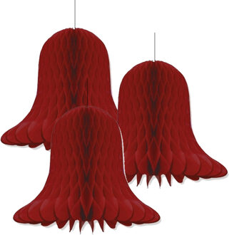 Kerstklokken lampionnen - 3x - aubergine - 30 x 30 cm - Kerstversiering - Papier