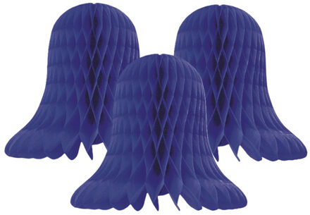 Kerstklokken lampionnen - 3x - donkerblauw - 30 x 30 cm - Kerstversiering - Papier