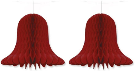 Kerstklokken lampionnen - 3x - donkerrood - 20 x 20 cm - Kerstversiering - Papier