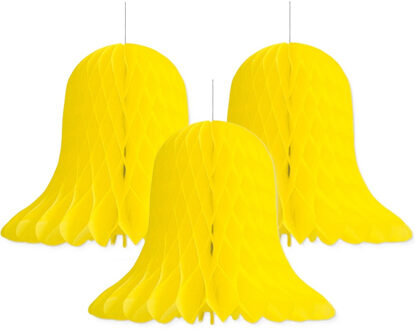 Kerstklokken lampionnen - 3x - geel - 30 x 30 cm - Kerstversiering - Papier