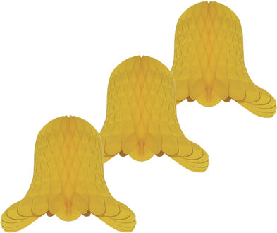 Kerstklokken lampionnen - 3x - goudgeel - 20 x 20 cm - Kerstversiering - Papier