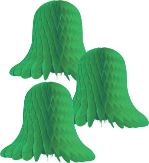 Kerstklokken lampionnen - 3x - groen - 30 x 30 cm - Kerstversiering - Papier