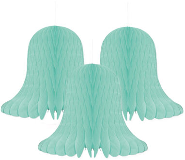 Kerstklokken lampionnen - 3x - mintgroen - 20 x 20 cm - Kerstversiering - Papier