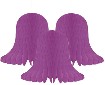 Kerstklokken lampionnen - 3x - paars - 30 x 30 cm - Kerstversiering - Papier