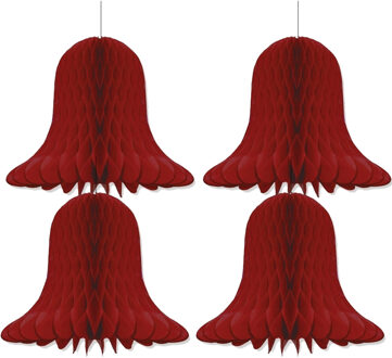 Kerstklokken lampionnen - 4x - aubergine - 30 x 30 cm - Kerstversiering - Papier