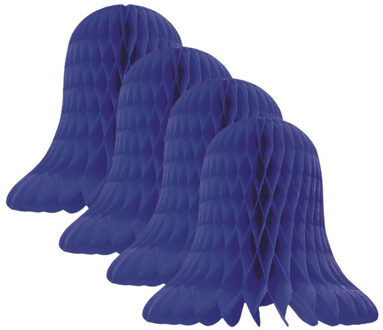Kerstklokken lampionnen - 4x - donkerblauw - 30 x 30 cm - Kerstversiering - Papier