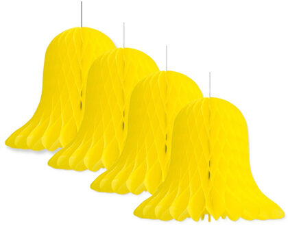 Kerstklokken lampionnen - 4x - geel - 30 x 30 cm - Kerstversiering - Papier