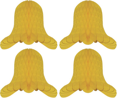 Kerstklokken lampionnen - 4x - goudgeel - 20 x 20 cm - Kerstversiering - Papier