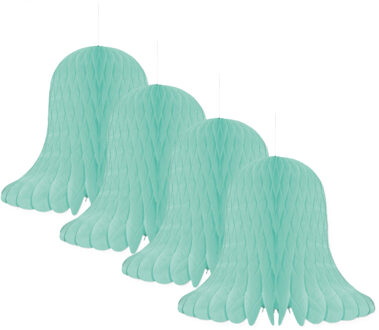 Kerstklokken lampionnen - 4x - mintgroen - 20 x 20 cm - Kerstversiering - Papier