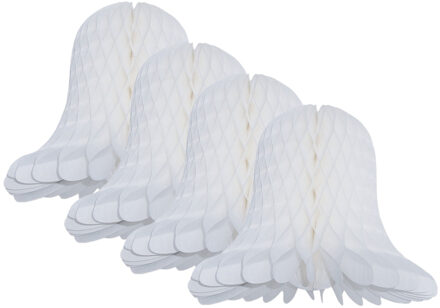 Kerstklokken lampionnen - 4x - wit - 30 x 30 cm - Kerstversiering - Papier