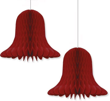 Kerstklokken lampionnen - 6x - donkerrood - 20 x 20 cm - Kerstversiering - Papier