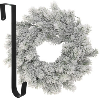 Kerstkrans 35 cm - groen - besneeuwd - met hanger/ophanghaak - kerstversiering - Kerstkransen