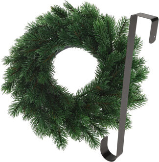 Kerstkrans 35 cm - groen - met zwarte hanger/ophanghaak - kerstversiering - Kerstkransen