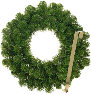 Kerstkrans 45 cm - groen - met gouden hanger/ophanghaak - kerstversiering