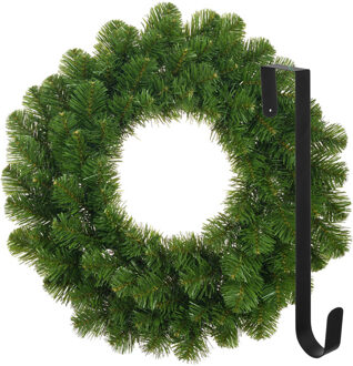 Kerstkrans 45 cm - groen - met hanger/ophanghaak - kerstversiering - Kerstkransen