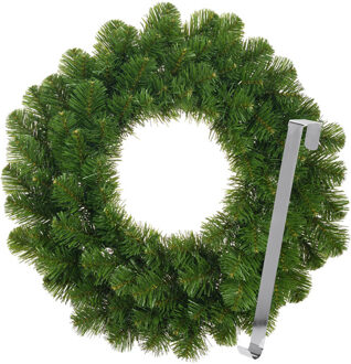 Kerstkrans 45 cm - groen - met zilveren hanger/ophanghaak - kerstversiering - Kerstkransen